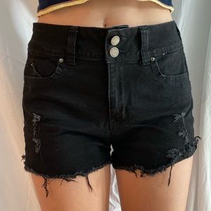 black ripped jean shorts